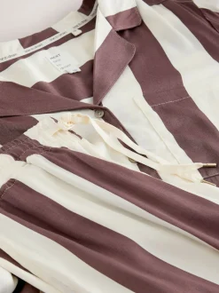 Neutral Stripe Button Through Pyjamas
