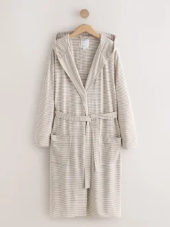 Neutral Stripe Cosy Lightweight Dressing Gown