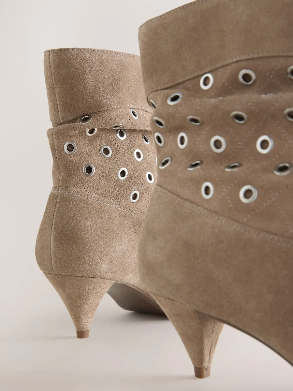 Neutral Suede Forever Comfort® Eyelet Embellished Ankle Boots