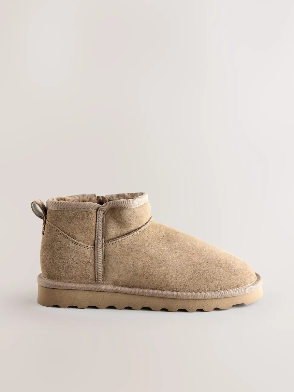 Neutral Taupe Suede Extra Wide Fit Water Repellent Faux Fur Ankle Boots