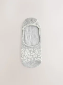 Neutral/Grey Animal and Stripe Invisible Trainer Socks 4 Pack