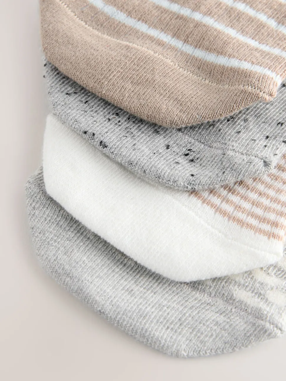 Neutral/Grey Animal and Stripe Invisible Trainer Socks 4 Pack
