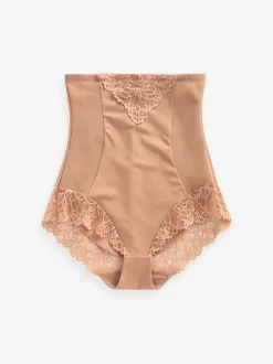 Neutral/Tan Brown Super High Waist Briefs Firm Tummy Control Shaping Briefs