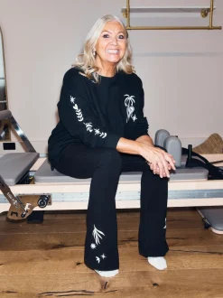 Never Fully Dressed Black Embroidery Cotton Flare Leggings