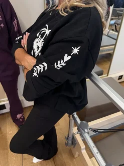 Never Fully Dressed Black Embroidered Sweatshirt