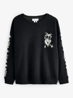 Never Fully Dressed Black Embroidered Sweatshirt