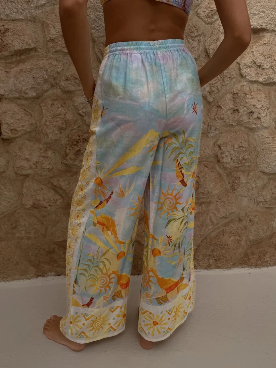 Never Fully Dressed Blue Sun Viscose Cotton Blend Trousers