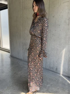 Never Fully Dressed Brown Petite Leopard Mia Petite Dress