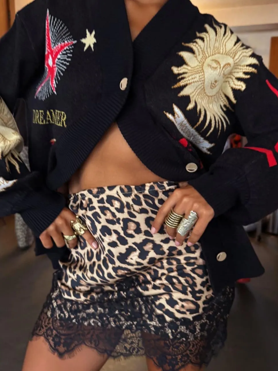 Never Fully Dressed Brown Leopard Print Lace Maeva Skirt