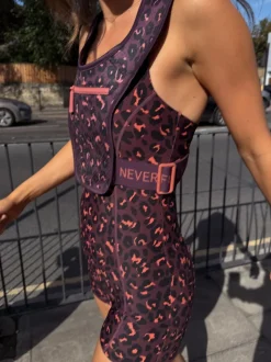 Never Fully Dressed Burgandy Leopard Running Vest