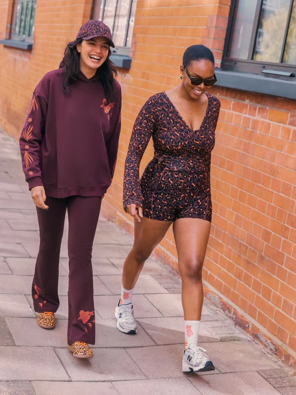 Never Fully Dressed Burgundy Embroidered Cotton Flare Leggings