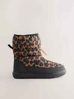 Never Fully Dressed Burgundy Leopard Nylon Padded Boots