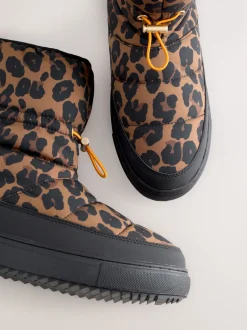 Never Fully Dressed Burgundy Leopard Nylon Padded Boots