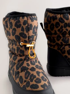 Never Fully Dressed Burgundy Leopard Nylon Padded Boots