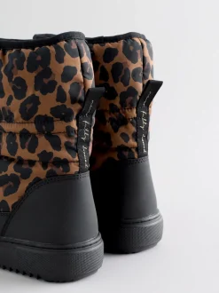 Never Fully Dressed Burgundy Leopard Nylon Padded Boots