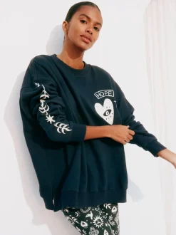 Never Fully Dressed Charcoal Grey Embroidered Sweatshirt