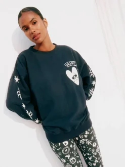 Never Fully Dressed Charcoal Grey Embroidered Sweatshirt