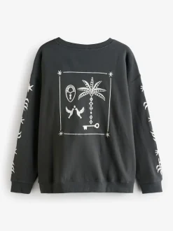Never Fully Dressed Charcoal Grey Embroidered Sweatshirt