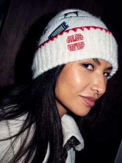 Never Fully Dressed Cream Embroidered Beanie