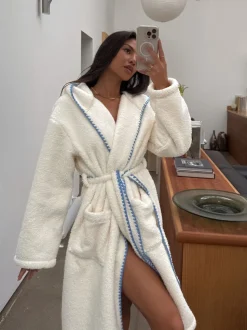 Never Fully Dressed Cream Octopus Borg Fleece Robe