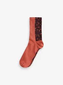 Never Fully Dressed Leopard/Burgandy/Orange Ribbed Socks 3 Pack