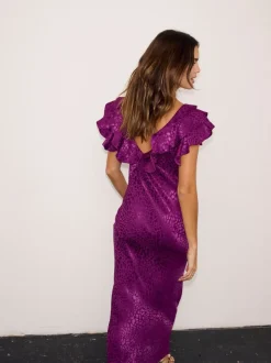 Never Fully Dressed Purple Viscose Jacquard Tilda Dress