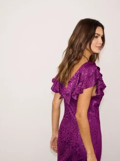 Never Fully Dressed Purple Viscose Jacquard Tilda Dress