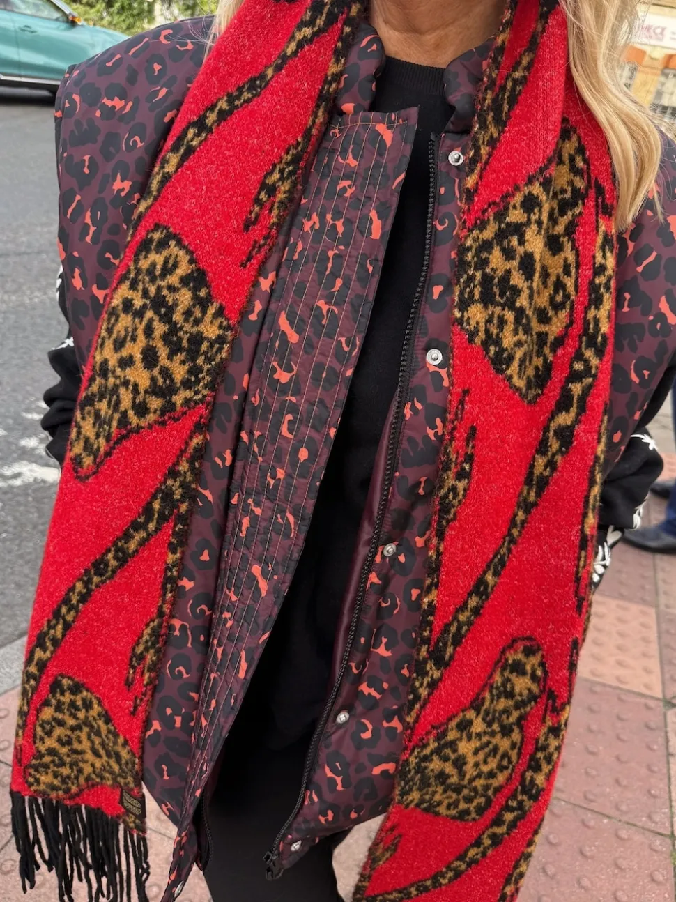 Never Fully Dressed Red Animal Bow Blanket Scarf