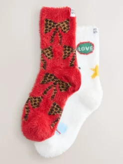 Never Fully Dressed Red/White Elements Cosy Socks 2 Pack