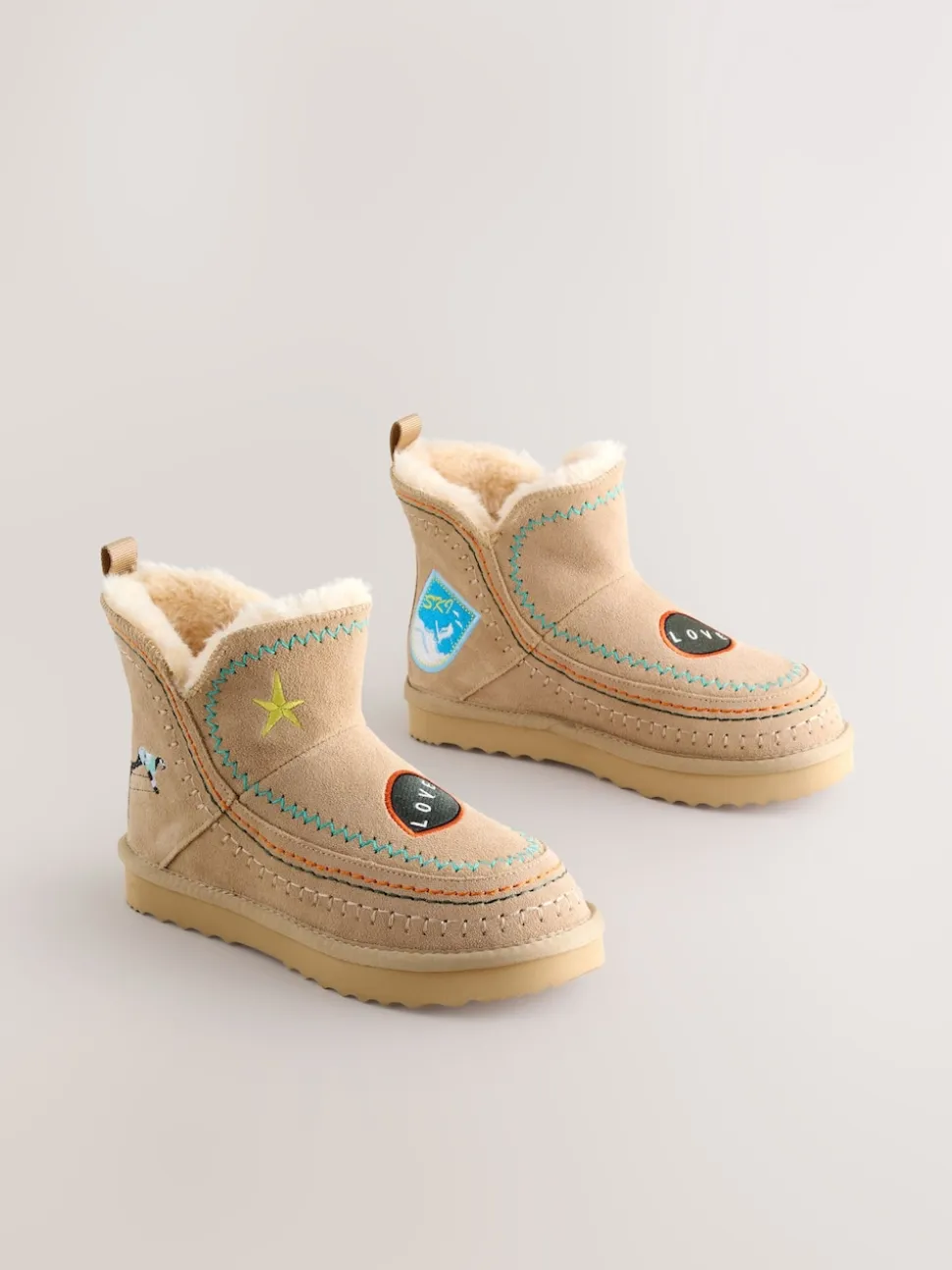 Never Fully Dressed Stone Embroidery Suede Leather Boots