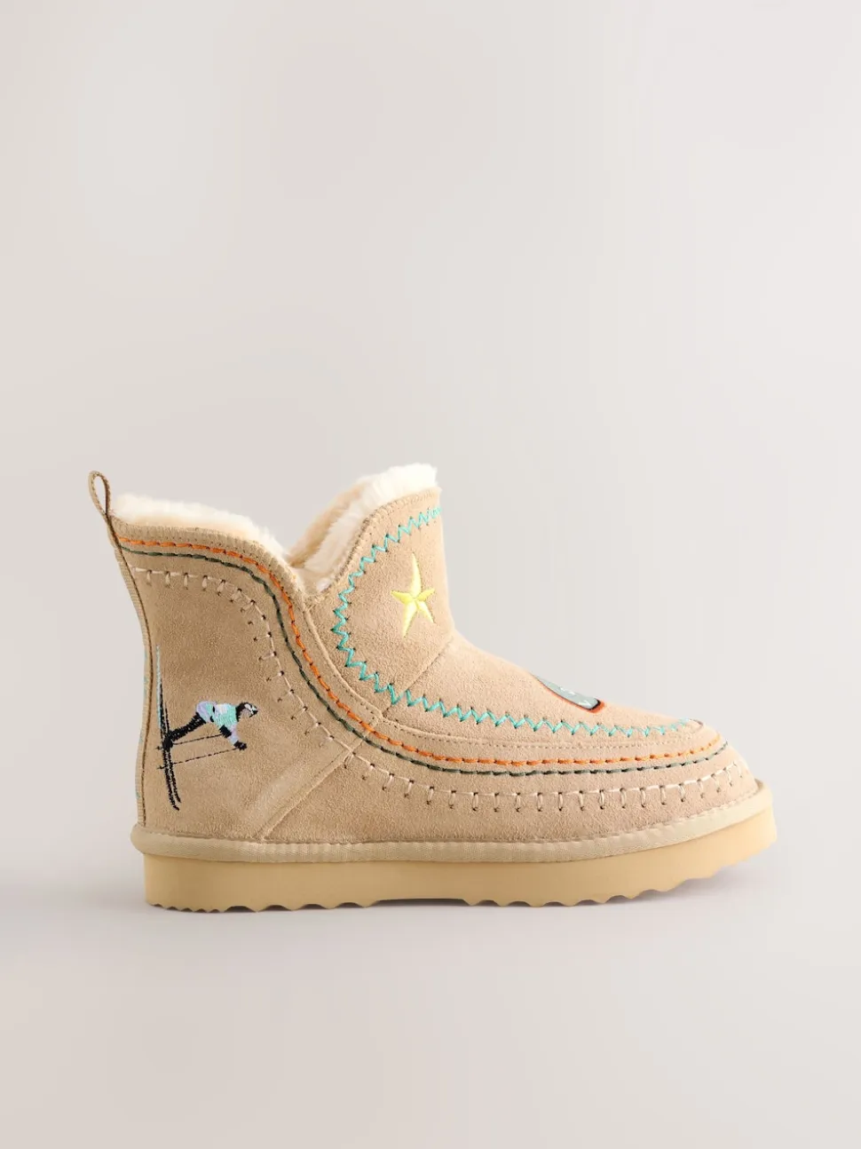 Never Fully Dressed Stone Embroidery Suede Leather Boots