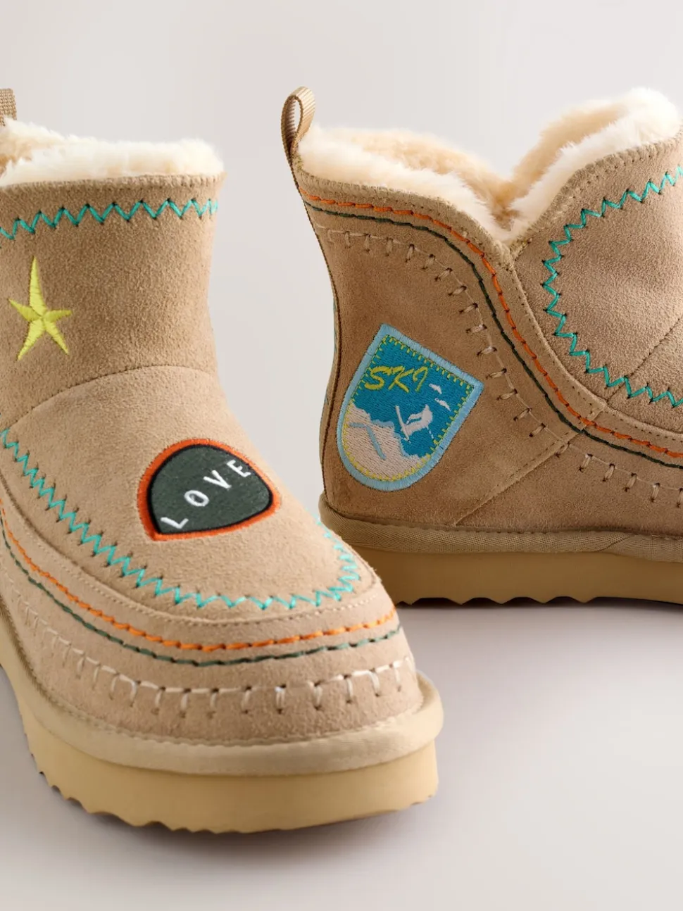 Never Fully Dressed Stone Embroidery Suede Leather Boots