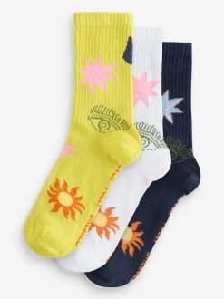 Never Fully Dressed White/Green/Navy Ribbed Socks 3 Pack