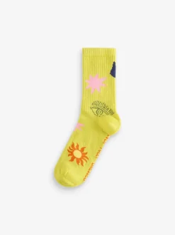 Never Fully Dressed White/Green/Navy Ribbed Socks 3 Pack