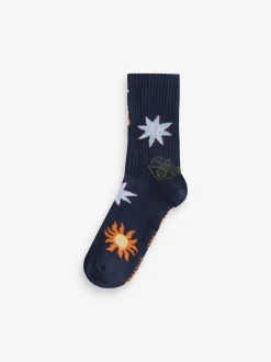 Never Fully Dressed White/Green/Navy Ribbed Socks 3 Pack