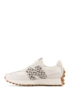 New Balance White/Leopard Print 327 Trainers
