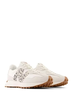 New Balance White/Leopard Print 327 Trainers