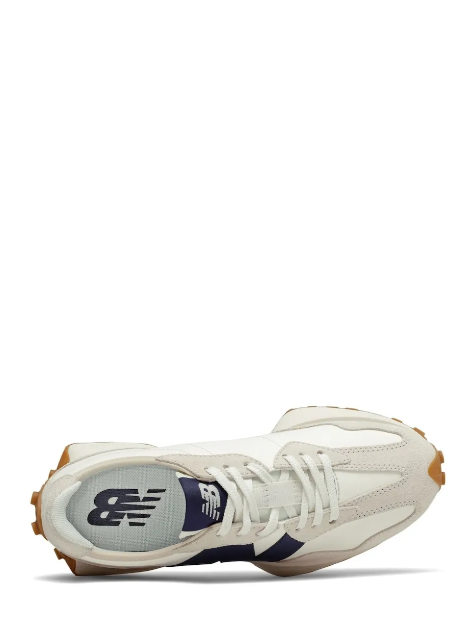 New Balance White/Navy Blue 327 Trainers