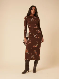 Nobodys Child Brown Long Sleeve Laurella Midi Dress