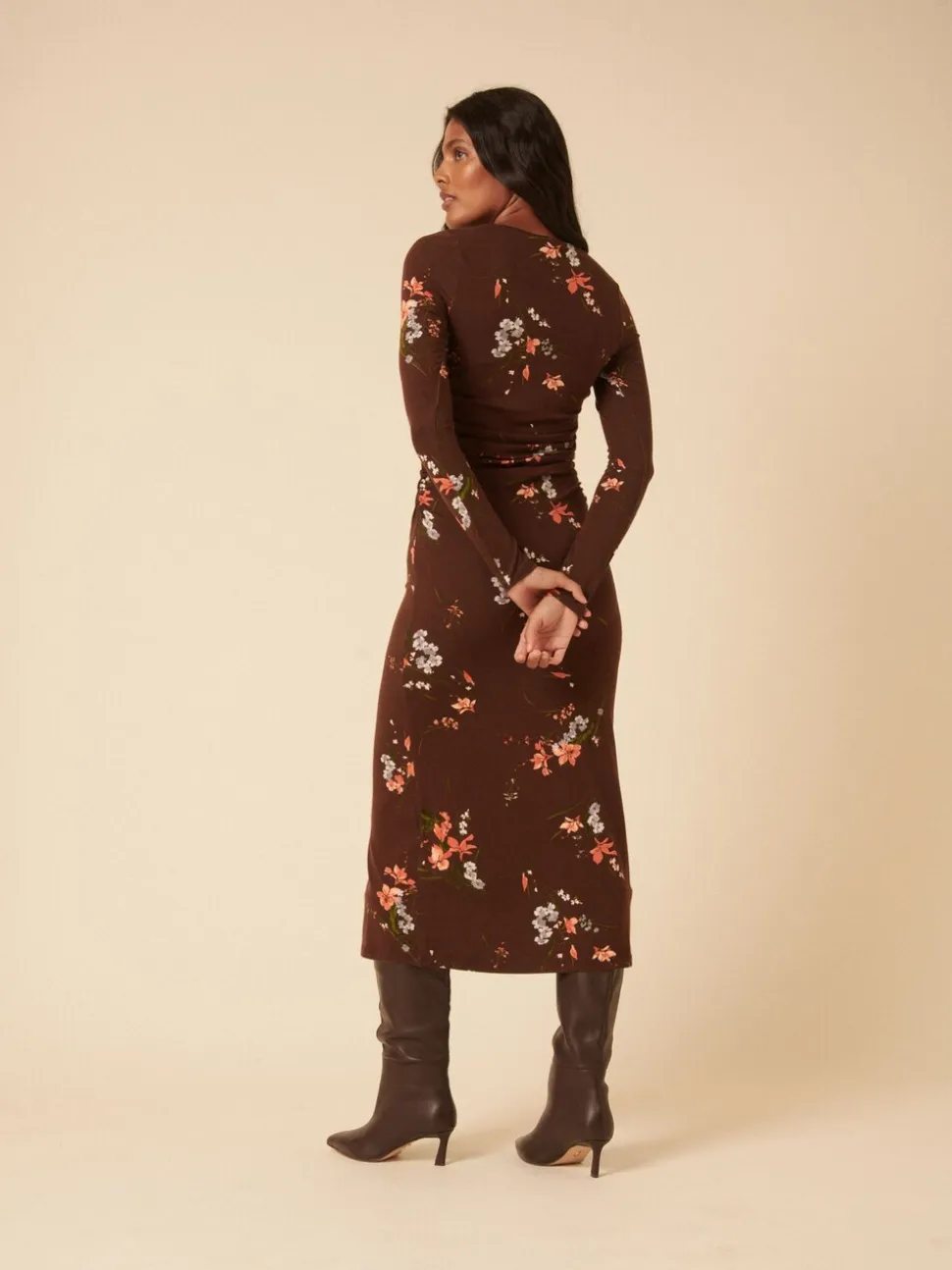 Nobodys Child Brown Long Sleeve Laurella Midi Dress