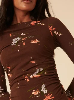 Nobodys Child Brown Long Sleeve Laurella Midi Dress