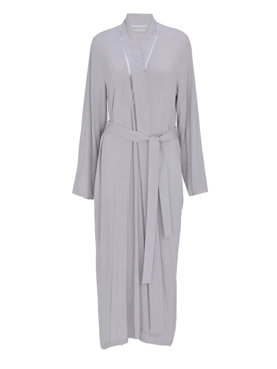 Nora Rose Grey Jersey Lace Insert Long Sleeve Dressing Gown