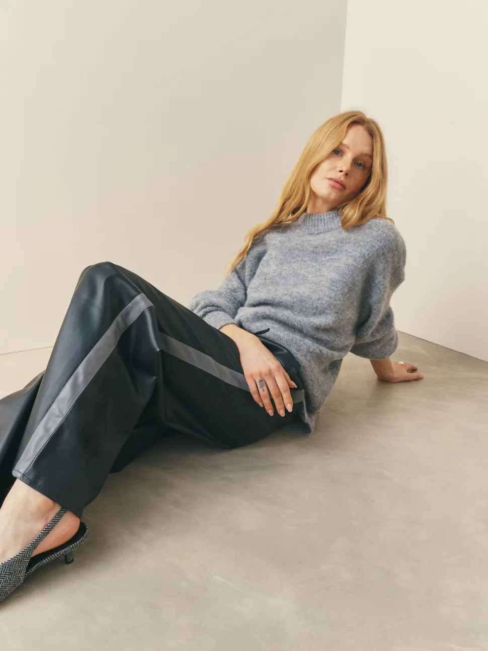 Nothing Ordinary Black Faux Leather Side Stripe Trousers