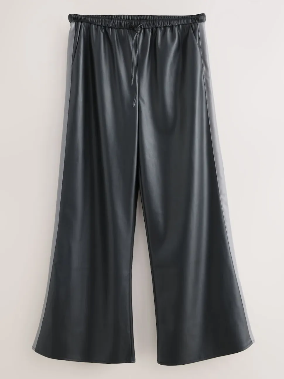 Nothing Ordinary Black Faux Leather Side Stripe Trousers