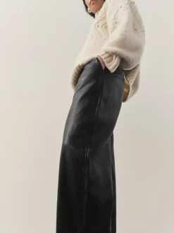 Nothing Ordinary Black Faux Leather Barrel Leg Trousers