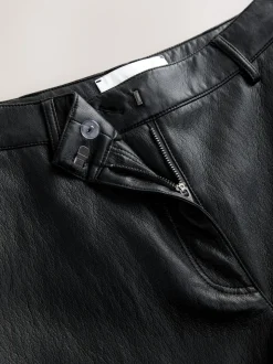 Nothing Ordinary Black Faux Leather Barrel Leg Trousers