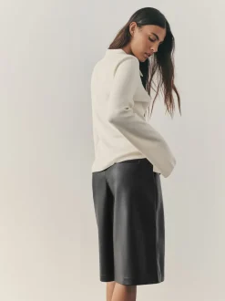 Nothing Ordinary Black Faux Leather Knee Length Bermuda Shorts