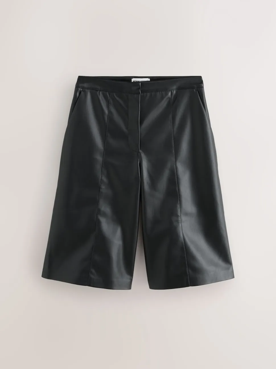 Nothing Ordinary Black Faux Leather Knee Length Bermuda Shorts