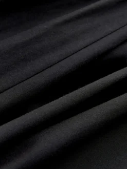 Nothing Ordinary Black Jersey Woven Mix A Line Heavyweight Cotton Midi Skirt
