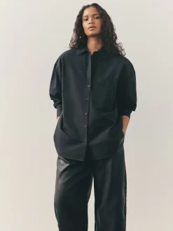 Nothing Ordinary Black Pure Cotton Relaxed Shirt